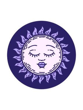 Güneşin ikonik dövme stilinde dönen hareketler