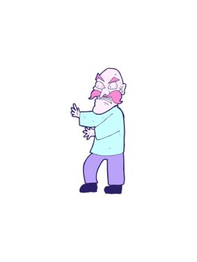 starburst effect animation of cartoon angry old man