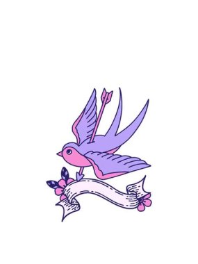 Kırlangıç sancağıyla geleneksel dövmenin hareketli animasyonu