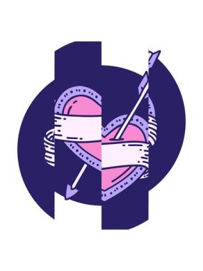 Sancaklı ikonik dövme tarzı kalbin bölünmüş hareketi