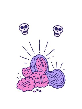 Kabuklu ceviz dövmeli kafatası animasyonu.