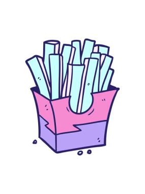 Çizgi filmlerdeki abur cubur kızartmalarının hareketli animasyonu