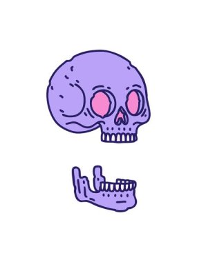 Bir kafatasının klasik dövme ikonunun basınçlı animasyonu