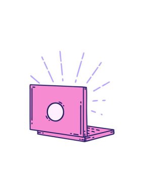 Geleneksel dövme tarzı dizüstü bilgisayarın yıldız patlaması etkisi animasyonu