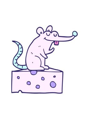 Çizgi film faresinin peynirin üzerinde otururken canlandırmasını bob ve duraklat