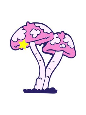 Parıldayan yıldızlar bir mantar çiziminin animasyonunu etkiler