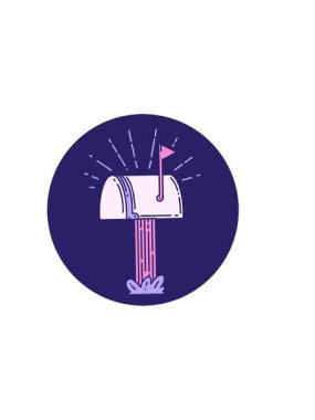 Dövme stili kapalı posta kutusunun yatay titreşimli simgesi