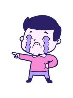 karikatür adamın ağlama efektinin pikselleştirilmesi