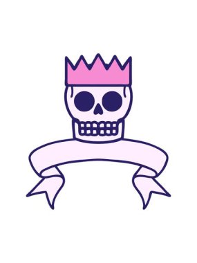 Geleneksel dövme hareketini bir kafatası ve taç pankartıyla salla ve durdur