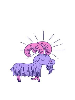 Geleneksel dövme stili mutlu keçinin hareketli animasyonu