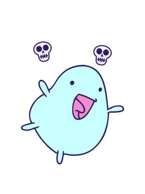 Kafatası animasyonu çizimi kawaii sevimli mutlu fasulye