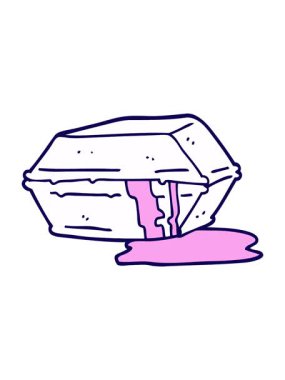 neon ışık efekti el çizimi çizgi film karikatürü yağlı yiyecekleri dışarı çıkarır