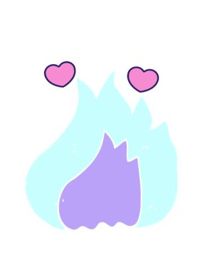 dönen kalpler alevin düz renk çiziminin animasyonu