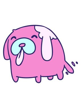 Çizgi film canlandırmasının parlak ışık efektleri sevimli bir köpeğin kawaii 'si.