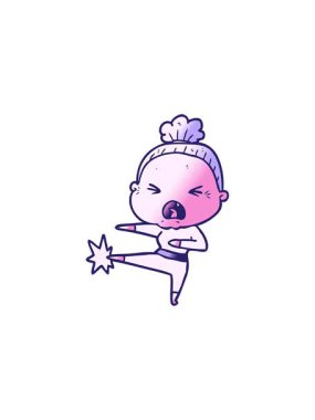 radioactive glowing animation of angry old woman