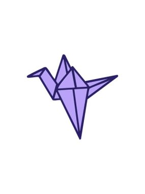 Japon katlanmış kanatlı bir vincin radyoaktif parlayan animasyonu