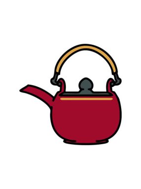 Geleneksel Japon çay demliği çizgi filminin dönen hareketli animasyonu