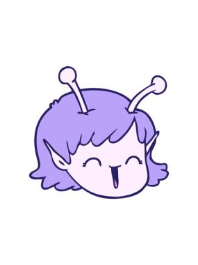 Uzaylı uzay kızının yüz tasarımı çizgi filminin hareketli animasyonu