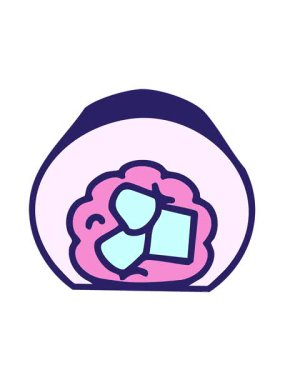 Geleneksel Japon suşi yosunu karikatürünün titreşimli hareketli animasyonu