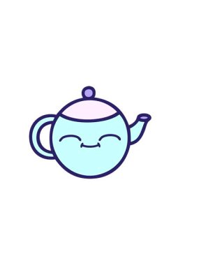 Mutlu bir çaydanlığın tatlı çizgi filminin yatay titreşimli animasyonu