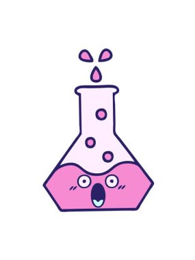 Bilim şişesinin sevimli çizgi filminin hareket animasyonunu oynat