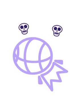 Basketbol sporu sembolü simgesinin kafatası animasyonu