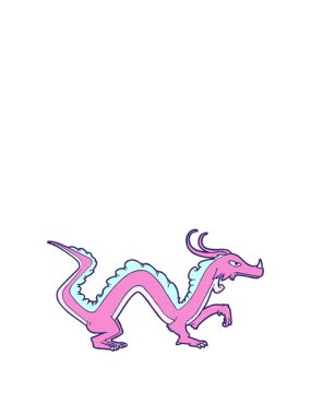 stretching up animation of cartoon dragon