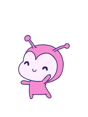 Çizgi film illüstrasyonunun animasyonunu genişletiyorum. Şirin bir bayan böceğin kawaii 'si.