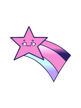 spinning motion animation of cartoon of a shooting rainbow star