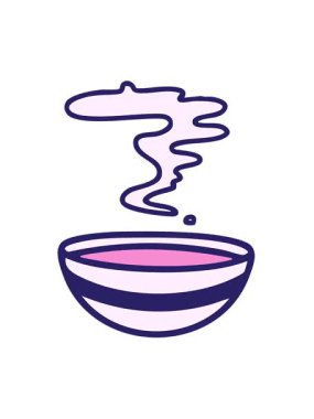 Buharı tüten Japon miso çorbası dizaynının titreşimli animasyonu