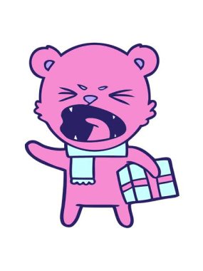 Bir hediye ile ayı karakterinin hareketli animasyonunu oynat