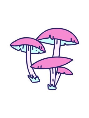 Karikatür mantarlarının vahşi ve özgür büyüyen basınçlı animasyonu