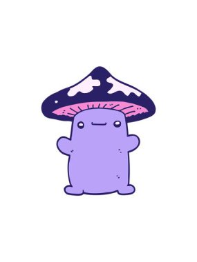 Çizgi film mantar çiziminin hareketli animasyonu