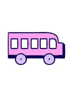 Bir okul otobüsünün neon ışık efekti animasyonu