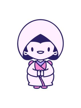 bob and pause animation of a happy japanese woman in traditional bridal outfit