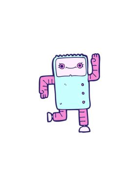 Retro çizgi film robotunun satış animasyonu