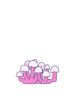 Bir mantarın çizgi film dizaynının zıplama hareketi animasyonu