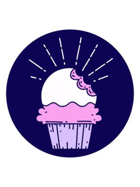 Bir dövme stili kekin, ısırık izi olmayan neon ışık efekti animasyonu