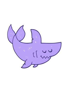 Çizgi film köpekbalığı çiziminin hareketli animasyonu