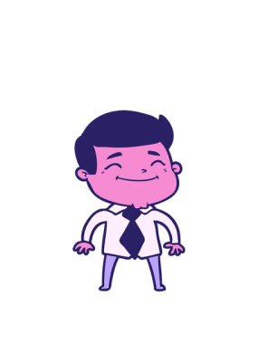 Mutlu çizgi film işadamının animasyonunu genişletiyorum.