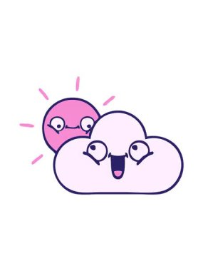 Pikselleştirme efekti. Güneş ışığı ve bulut çizgi filmi.