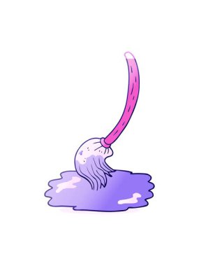 power up animation of freehand drawn cartoon mop