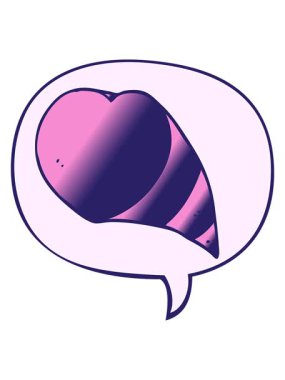 shine light effect animation of cartoon love heart symbol with speech bubble in smooth gradient style