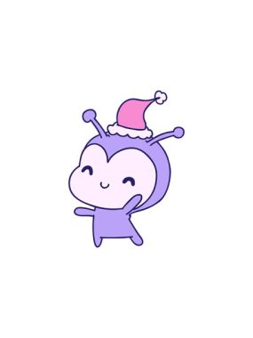 Kawaii Hanım Böceği 'nin el yapımı Noel karikatürü.