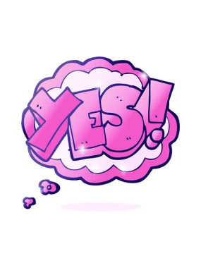 Sim efekti serbest çizim düşünce baloncuğu çizgi filminin canlandırması evet sembol