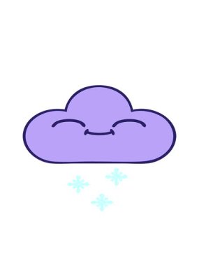 Mutlu bir kar bulutunun tatlı çizgi filminin hareketli animasyonu