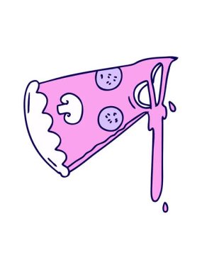 Bir dilim pizza çizgi filminin neon ışık efekti animasyonu