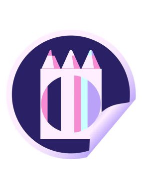 Renkli kalem paketinin canlandırmasını salla ve duraklat grafik vektör illüstrasyon dairesel etiketi