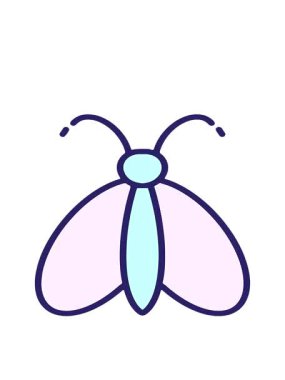 Kelebeğin basit cesur çizgi filminin hareketli animasyonu