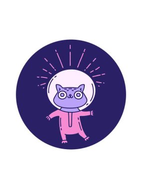 Astronot kostümlü dövme stili bir kedinin hareket simgesi